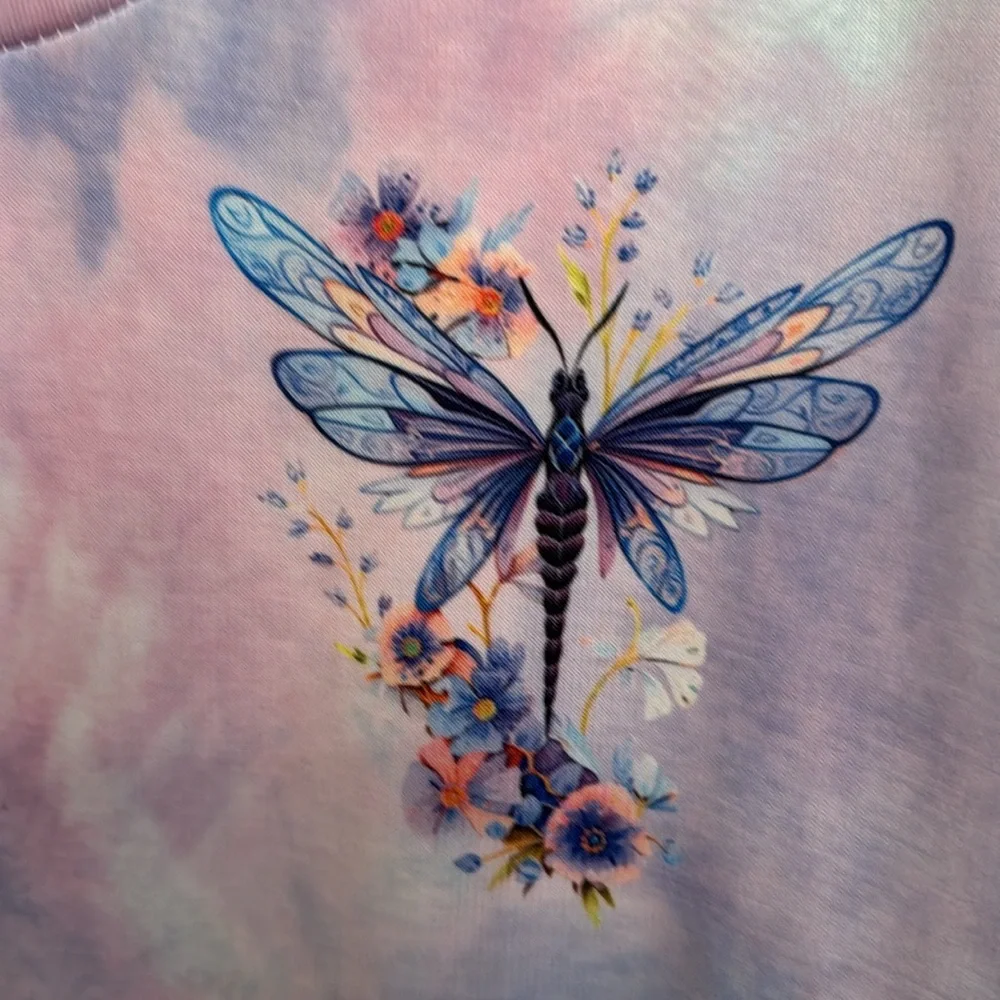 Size Large pink purple tye-dye sweatshirt Dragonfly - Picture 4 of 5